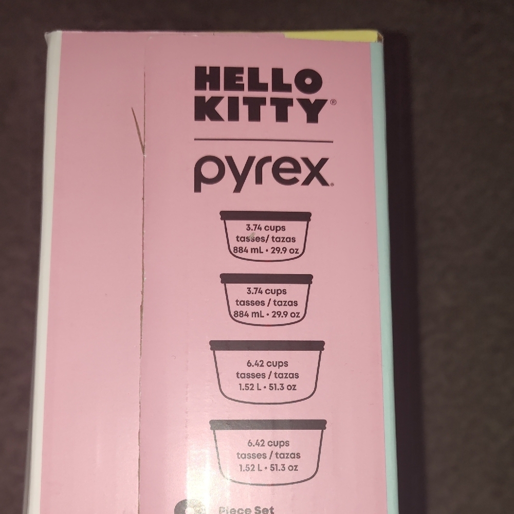 Pyrex Hello Kitty Decorated Glass Food Storage Set - Pink and Blue - Picture 5 of 6